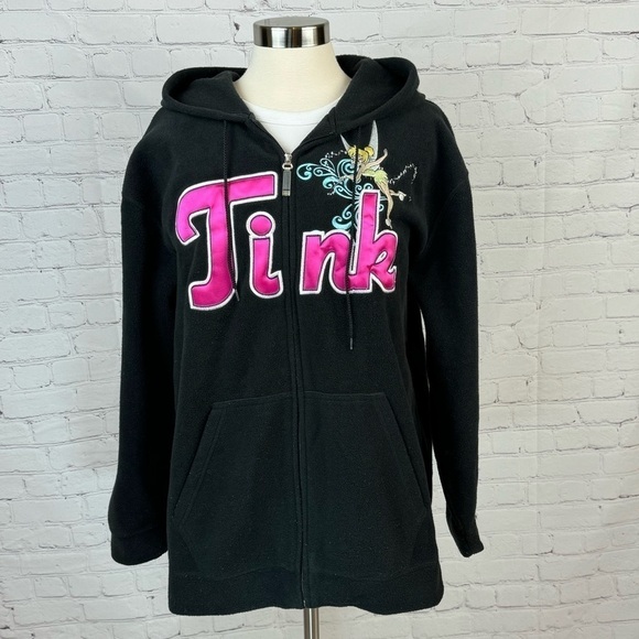 Disney Tinkerbell Full Zip Hoodie Sweatshirt Womens 2X Black Vintage - Picture 1 of 10
